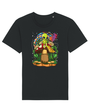 Magic Mushroom Alien Trippy Shroom Black