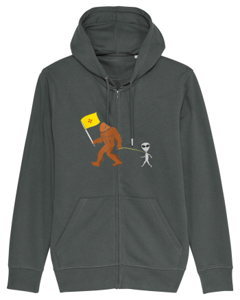 New Mexico Flag Bigfoot Walking Alien Anthracite
