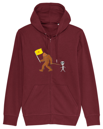New Mexico Flag Bigfoot Walking Alien Burgundy
