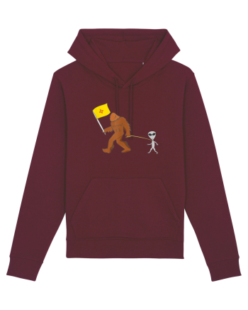 New Mexico Flag Bigfoot Walking Alien Burgundy