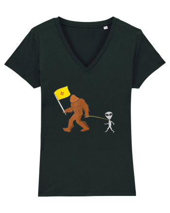 New Mexico Flag Bigfoot Walking Alien Black
