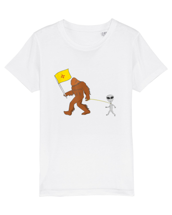 New Mexico Flag Bigfoot Walking Alien White