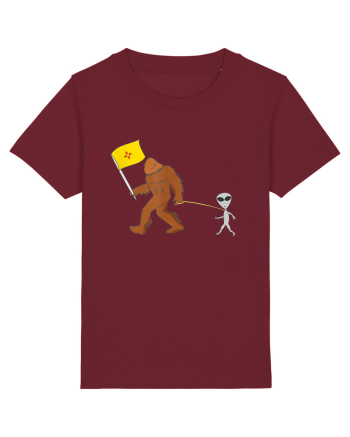 New Mexico Flag Bigfoot Walking Alien Burgundy