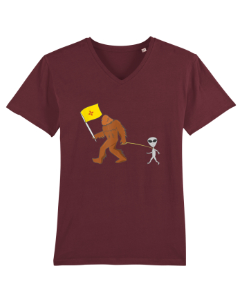 New Mexico Flag Bigfoot Walking Alien Burgundy