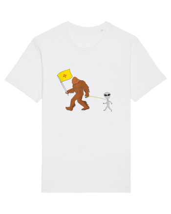 New Mexico Flag Bigfoot Walking Alien White