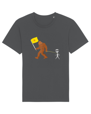 New Mexico Flag Bigfoot Walking Alien Anthracite