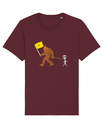 New Mexico Flag Bigfoot Walking Alien Burgundy