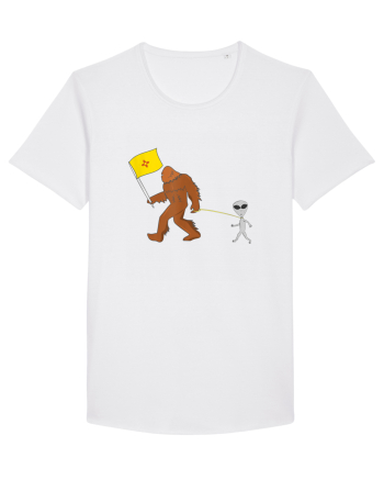 New Mexico Flag Bigfoot Walking Alien White