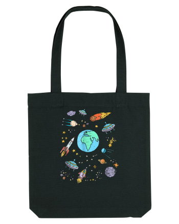 Outer Space UFO Rocket Black