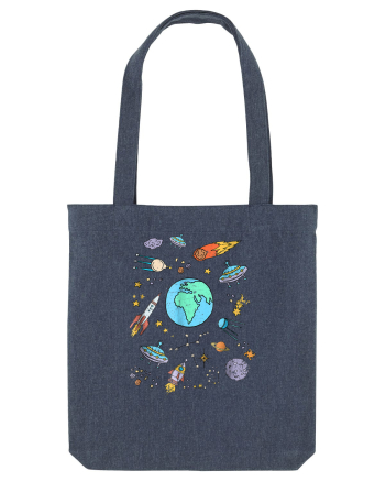 Outer Space UFO Rocket Midnight Blue