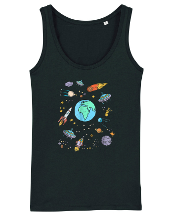 Outer Space UFO Rocket Black