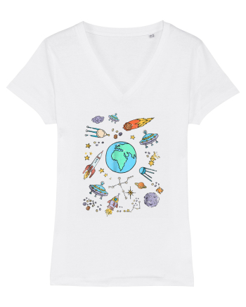 Outer Space UFO Rocket White