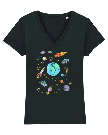 Outer Space UFO Rocket Black
