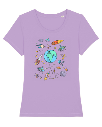 Outer Space UFO Rocket Lavender Dawn