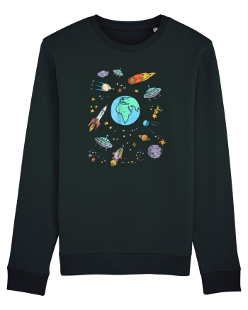 Outer Space UFO Rocket Black