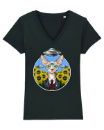 Psychedelic Hairless Sphynx Cat Tricou mânecă scurtă guler V Damă Evoker