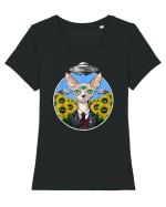 Psychedelic Hairless Sphynx Cat Tricou mânecă scurtă guler larg fitted Damă Expresser