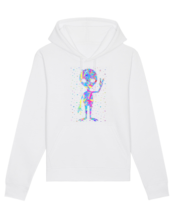 Retro 1970s Tie Dye Groovy Alien Peace White