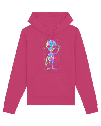 Retro 1970s Tie Dye Groovy Alien Peace Raspberry