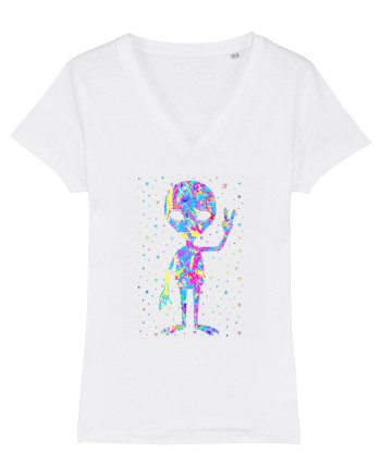 Retro 1970s Tie Dye Groovy Alien Peace White