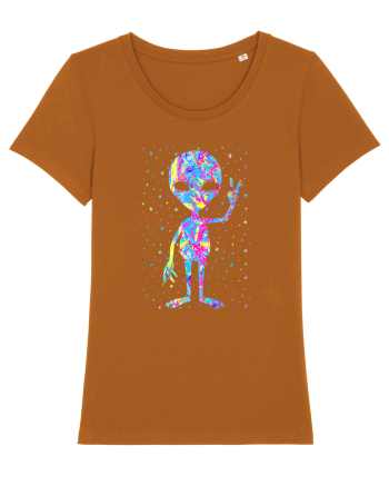 Retro 1970s Tie Dye Groovy Alien Peace Roasted Orange