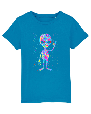 Retro 1970s Tie Dye Groovy Alien Peace Azur