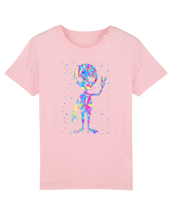 Retro 1970s Tie Dye Groovy Alien Peace Cotton Pink