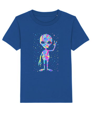 Retro 1970s Tie Dye Groovy Alien Peace Majorelle Blue