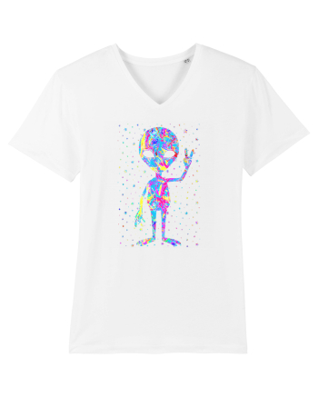 Retro 1970s Tie Dye Groovy Alien Peace White