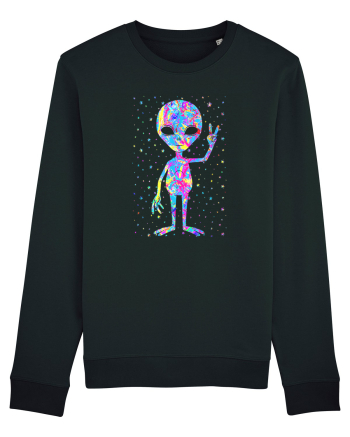 Retro 1970s Tie Dye Groovy Alien Peace Black