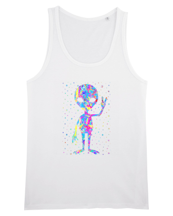 Retro 1970s Tie Dye Groovy Alien Peace White