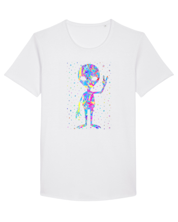 Retro 1970s Tie Dye Groovy Alien Peace White