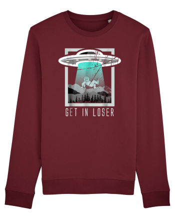 Retro Vintage Get In Loser Bigfoot Sasquatch Burgundy