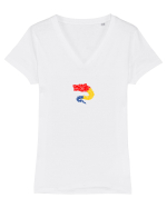 Simboluri dacice - Lupul 20. Tricou mânecă scurtă guler V Damă Evoker