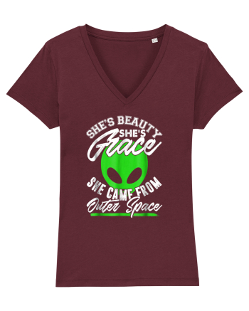 She Is  Beauty She Is Grace Outer Space Burgundy