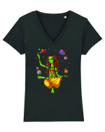 Space Alien Hippie Yoga Zen Meditation Psychedelic Tricou mânecă scurtă guler V Damă Evoker