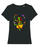 Space Alien Hippie Yoga Zen Meditation Psychedelic Tricou mânecă scurtă guler larg fitted Damă Expresser