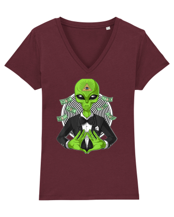 Space Alien Illuminati Occult UFO Conspiracy Burgundy