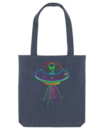 Space Alien UFO Neon Lights Rave Midnight Blue