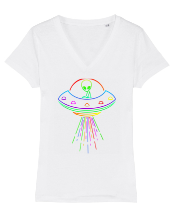 Space Alien UFO Neon Lights Rave White