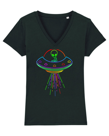 Space Alien UFO Neon Lights Rave Black