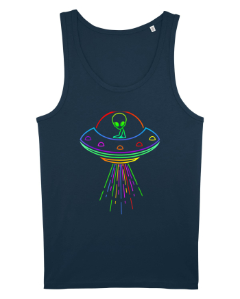 Space Alien UFO Neon Lights Rave Navy