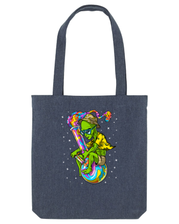 Space Alien Weed Bong Stoner Psychedelic Midnight Blue