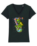 Space Alien Weed Bong Stoner Psychedelic Tricou mânecă scurtă guler V Damă Evoker