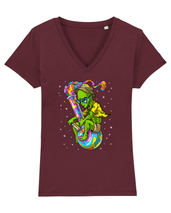 Space Alien Weed Bong Stoner Psychedelic Burgundy