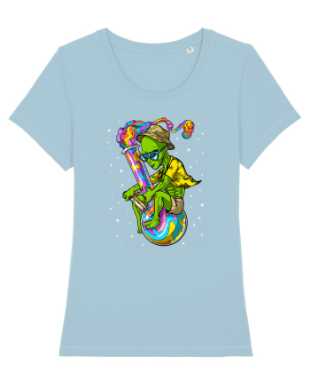 Space Alien Weed Bong Stoner Psychedelic Sky Blue