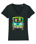 Space Shroom Hippie Alien Tricou mânecă scurtă guler V Damă Evoker