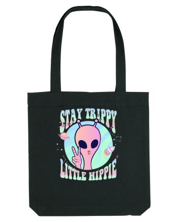 Stay Trippy Little Hippie Art Peace Sign Black