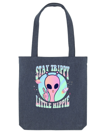Stay Trippy Little Hippie Art Peace Sign Midnight Blue