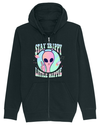Stay Trippy Little Hippie Art Peace Sign Black